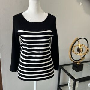 WilliSmith: NEW Black with white stripes long sleeve women top. Size M